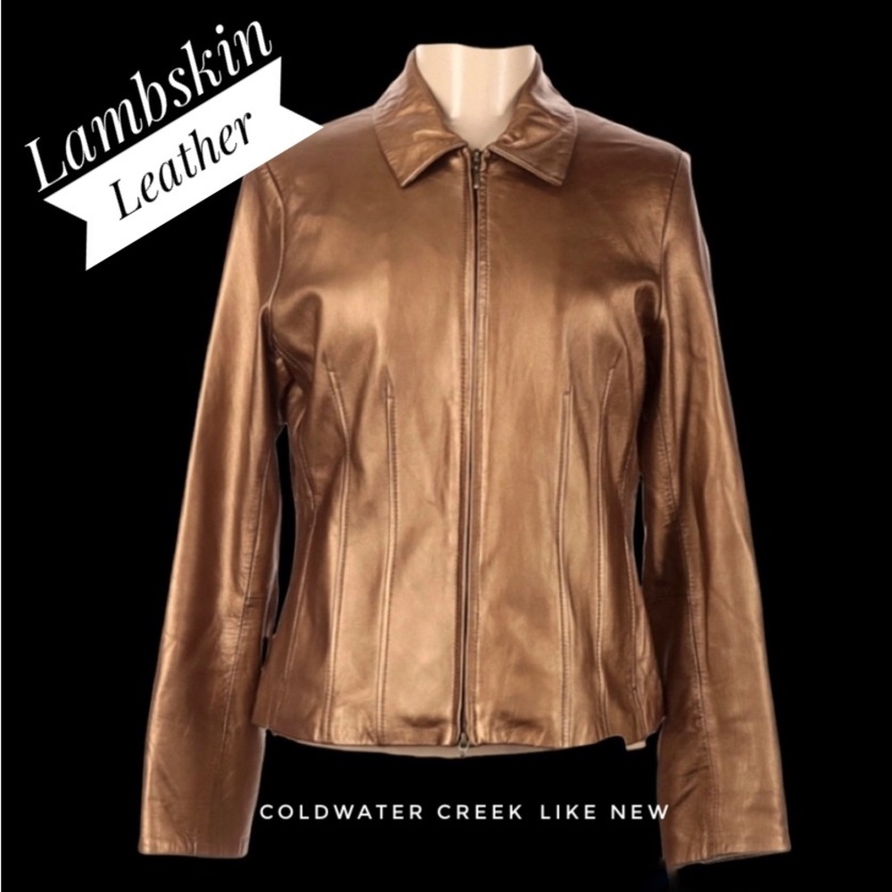 Bronze Coldwater Creek lamb skin jacket